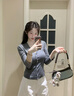 柯蘭娜灰色v領(lǐng)針織開(kāi)衫長(cháng)袖T恤女2025秋季修身顯瘦基礎款小上衣 灰色 均碼 建議80-120斤 曬單實(shí)拍圖