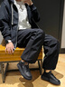 唐獅（TonLion）男鞋子男2025秋冬季爆款休閑皮鞋男士增高運動(dòng)板鞋 黑色42 曬單實(shí)拍圖