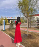 西兒法式氣質(zhì)甜美木耳邊方領(lǐng)波點(diǎn)連衣裙女夏季2025新款海邊度假長裙 紅色波點(diǎn) L 曬單實拍圖