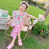 G.DUCKKIDS小黃鴨女童夏裝套裝2025新款洋氣兒童衣服夏季韓版女寶寶休閑服裝 粉色 120 建議110-120cm5-6歲 曬單實(shí)拍圖