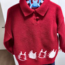 戴維貝拉（DAVE＆BELLA）男童毛衣套頭衫中國風(fēng)兒童上衣新年款幼兒衣服冬季新款小童針織衫 紅色【現貨】 100 cm（建議身高90-100cm） 曬單實(shí)拍圖