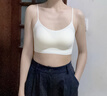 貓人（MiiOW）細(xì)肩帶無痕內(nèi)衣女美背心式文胸吊帶一體小胸聚攏防走光裹抹胸罩夏 膚色 L （36/80AB 建議體重105-120斤) 曬單實拍圖