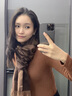 BELLIMU100%羊毛圍巾女冬季2025新款幾何棕色高檔圍脖女士披肩送女友禮物 可可棕色 180cm*30cm 曬單實(shí)拍圖