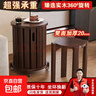 實(shí)木圓凳子可疊放疊疊樂家用組合凳現(xiàn)代吃飯客廳餐桌收納堆疊椅子 進(jìn)口橡膠木-胡桃色4只-帶輪子 質(zhì)保十年坐壞換新 曬單實(shí)拍圖