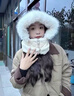 XINBUCKS女士毛領(lǐng)帽子圍脖一體男加絨加厚雷鋒帽東北戶(hù)外防雪包頭帽兩件套 咖色（帽子圍脖一體） 適合頭圍55-60CM 曬單實(shí)拍圖