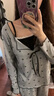 MOXTOC帶胸墊睡衣女網(wǎng)紅風(fēng)假兩件長(cháng)袖長(cháng)褲家居服套裝可外穿禮物 灰色（長(cháng)袖長(cháng)褲套裝） M （建議105斤內） 曬單實(shí)拍圖