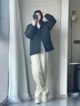 WHIM NASA大碼鴨絨羽絨服男短款2025冬季新款加厚保暖寬松外套男女學(xué)生冬裝 米白色 XL 約145-17斤可穿 曬單實(shí)拍圖