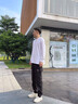 頂峰保羅（Dingfengbaoluo）純棉美式男長(zhǎng)袖圓領(lǐng)T恤休閑純色寬松秋季打底衫SK260白色S 曬單實(shí)拍圖
