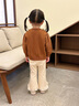 幼歌（YOUGE）嬰幼兒2025秋季新款法式復(fù)古花邊拼接柔軟毛衣開衫 棕色 90 cm 曬單實拍圖