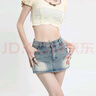 H-KED小個(gè)子牛仔半身裙短款包臀復古高腰女夏季防走光超短裙A字裙 懷舊藍 M（95-105斤） 曬單實(shí)拍圖