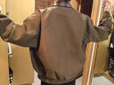 貓人外套男春秋美拉德穿搭假兩件格子古著(zhù)vintage大碼夾克翻領(lǐng)棒球服 1802棕色 XL 曬單實(shí)拍圖