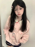 愛麥依粉色碎花撞色翻領外套女春秋2025新款寬松甜美可愛設計感小眾夾克 粉色 L 105-120斤 曬單實拍圖