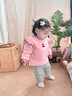 優(yōu)奇女童套裝秋裝2025新款洋氣寶寶上衣嬰兒打底褲春秋季時髦兒童衣服 粉色上衣+灰色打底褲 90 曬單實拍圖