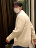 nasawassup官方潮牌聯(lián)名針織衫男秋冬季純色襯衫領假兩件保暖學院風男士毛衣 米白色 XL （建議120-140斤） 曬單實拍圖