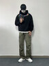 真維斯（Jeanswest）重磅衛(wèi)衣男女同款春秋季小眾設(shè)計(jì)感情侶上衣休閑百搭寬松連帽外套 黑色(涂鴉風(fēng)格男前領(lǐng)口標(biāo)) XL /180(體重140-160斤左右) 曬單實(shí)拍圖