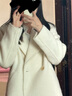 太平鳥(niǎo)女裝毛呢大衣冬季IMMI聯(lián)名拼色大衣外套質(zhì)感 米白 XS 曬單實(shí)拍圖