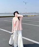 佐敘溫柔風(fēng)撞色條紋正肩長(cháng)袖圓領(lǐng)T恤女2025春秋新款寬松顯瘦防曬罩衫 粉紅色 M （110-130斤） 曬單實(shí)拍圖