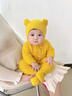 G.duck新生嬰兒連體衣秋季超萌寶寶秋裝毛絨衣服毛茸茸小熊哈衣春秋爬服 黃色#不掉毛# 含帽 90cm #建議22-28斤# 曬單實(shí)拍圖