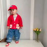 G.DUCKKIDS童裝男童秋裝套裝兒童衣服春秋季三件套小童寶寶周歲禮服男孩服裝 紅色英文熊三件套 90 碼建議身高75-85厘米 曬單實拍圖