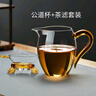綠昌明玻璃公道杯帶茶漏三件套大號(hào)茶濾分茶器加厚耐熱玻璃茶濾茶具套裝 茶濾 + 金色手柄公道杯350ml 曬單實(shí)拍圖