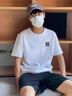 RATEWIN潮牌短袖t袖套裝男女情侶款夏季純棉重磅上衣冰絲休閑褲兩件套裝 白色短袖+抹茶色長褲（NE205） XL （建議150-170斤） 曬單實(shí)拍圖