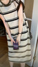 啄木鳥(niǎo)（TUCANO）冰絲條紋連衣裙夏季過(guò)膝短袖胖M特大尺碼300斤寬松遮肚顯瘦T恤裙 杏條紋 L 90-120斤 曬單實(shí)拍圖