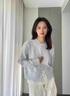妍莉芬（yanlifen）休閑褲女2025年秋裝新款藍(lán)色毛衣外套女裝秋冬套裝針織衫衣服褲子 三件套 55/60kg/L 曬單實(shí)拍圖