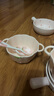 草莓陶瓷碗勺家用高顏值米飯碗少女心甜品碗釉下彩餐具套裝 【3件套】淺粉草莓手柄碗+碗+勺 曬單實(shí)拍圖