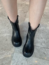 百麗（Belle）復(fù)古質(zhì)感彈力靴女25冬新商場(chǎng)款粗跟增高顯瘦彈力短靴E5E1DDZ5預(yù)售 黑色 37 曬單實(shí)拍圖