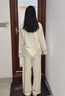 TEENIE WEENIE小熊睡衣女款春夏季2025新款舒適休閑開衫棉翻領(lǐng)甜美家居服套裝 梔子白 M 曬單實拍圖