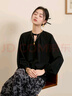 三彩【夜色闌珊】2025秋款新中式小衫褶皺飄帶雪紡衫插肩袖C 經(jīng)典黑 M 160/84A 曬單實(shí)拍圖