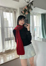 朱爾羊毛圍巾女空調(diào)房披肩女2025年新款圍脖女純色圍巾生日禮物送女生 【紅色禮盒裝】100%羊毛圍巾 曬單實拍圖