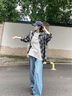 Shelley Jones黑白格子長袖襯衫男高級感痞帥ootd穿搭美式復(fù)古cleanfit防曬外套 黑格 XL [推薦120-140斤] 曬單實拍圖