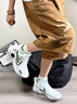 耐克（NIKE）定制球鞋布魯克林之殤時(shí)尚潮流經(jīng)典潑墨中幫復古籃球鞋男女款白 白色 41 曬單實(shí)拍圖