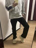 凌泊胖子柳葉彎刀牛仔褲男腿粗屁股大修飾腿型褲子顯高顯瘦直筒微喇褲 黑色升級款 高品質(zhì) XL (175) 130至140斤可穿 曬單實(shí)拍圖