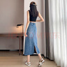 牛仔半身裙女2025春秋高腰包臀裙夏季新款修身寬松a字開(kāi)叉中長(cháng)裙 1553牛仔半身裙 L 曬單實(shí)拍圖