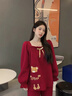 黛姿馨結婚新婚情侶睡衣春秋季2025新款純棉長(cháng)袖紅色可愛(ài)男女家居服套裝 YW9312 M 女+男L 曬單實(shí)拍圖