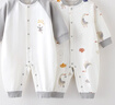 INSLABE 嬰兒連體衣純棉新生兒哈衣爬服初生寶寶衣服長(cháng)袖無(wú)骨春秋內衣0 2件四季款對開(kāi)連體衣-小鴨灰色組合 80cm (建議9-12月20-24斤) 曬單實(shí)拍圖