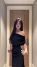 LIZONGXI黑色斜肩一字肩連衣裙子女夏季法式氣質(zhì)禮服裙露肩收腰包臀裙長(cháng)裙 黑色 S 【80-100斤】 曬單實(shí)拍圖