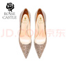 ROSE CASTLE婚鞋女新娘鞋秀禾婚紗兩穿金色高跟鞋女細(xì)跟尖頭單 淺金（6.5厘米）R6112禮盒版 35 曬單實(shí)拍圖
