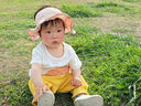童泰（TONGTAI）童泰嬰兒遮陽(yáng)帽純棉寶寶防曬帽男女童空頂帽兒童休閑外出雙面帽子 米白 0-3歲,48cm 曬單實(shí)拍圖