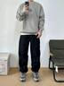 真維斯（Jeanswest）褲子男款美式潮流高級黑色長(cháng)褲秋天運動(dòng)透氣耐磨休閑褲戶(hù)外傘兵褲 【6168收褶款】黑色(純色) XL /180(體重135-155斤左右) 曬單實(shí)拍圖