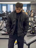 靖颯美式飛行員夾克男秋季短款立領(lǐng)棒球服cleanfit百搭正肩休閑外套潮 黑色 XL 曬單實(shí)拍圖