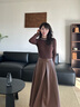 歌力思（ELLASSAY）2025秋季新款簡約氣質高腰A字中長款PU皮半身裙女EWU363Q00900 深棕色 S 曬單實拍圖