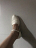 【夏季推薦】新款尖頭淺口粗中跟中空軟底軟面單鞋一字帶女鞋復(fù)古 米白色【跟高5cm】腳胖寬 拍大一碼 38 曬單實拍圖