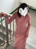 朵朵·可可100%綿羊毛 彈力針織 半透打底衫 打底裙多件疊穿單品 暗粉【裙子】【微透】 S (155) 曬單實(shí)拍圖