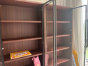 月影梳桐黑胡桃木實木書柜儲物柜家用客廳滿墻展示柜置物架帶玻璃門防塵柜 玻璃門書柜+玻璃門兩抽書柜 曬單實拍圖