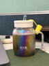 哈爾斯玻璃杯女生高顏值花茶吸管杯子大容量茶水分離 金輝鸝黃700ML 曬單實(shí)拍圖