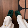日本輕奢風(fēng)金絲絨軟底感棉拖鞋女秋冬居家情侶室內厚底保暖棉拖男 墨蔭綠-本色短絨款 38 39 (適合37/38腳穿) 曬單實(shí)拍圖
