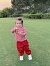 幼歌（YOUGE）嬰幼兒秋季新款純棉舒適束腳褲寬松復(fù)古百搭軟牛仔褲潮 紅色（66-90兩用襠） 90 cm 曬單實(shí)拍圖